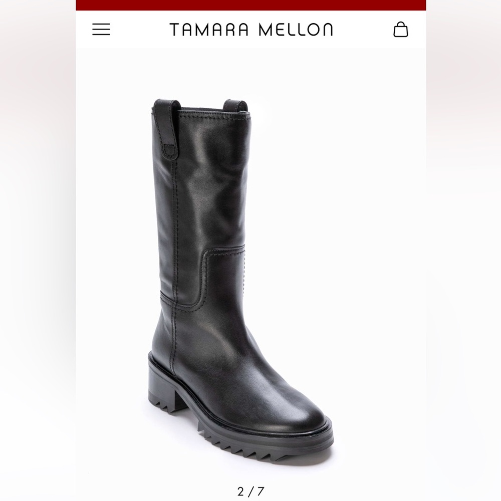 TAMARA MELLON lug sole, pull-on black boots! Good condition! Sz 8.